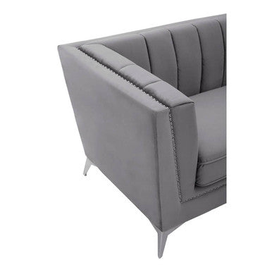 Orsina Hansa 3 Seater Grey Velvet Sofa – Modern Living Room Couch