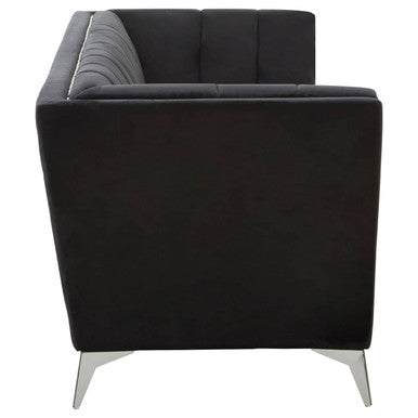 Orsina Hansa 3 Seater Black Velvet Sofa – Modern Living Room Couch