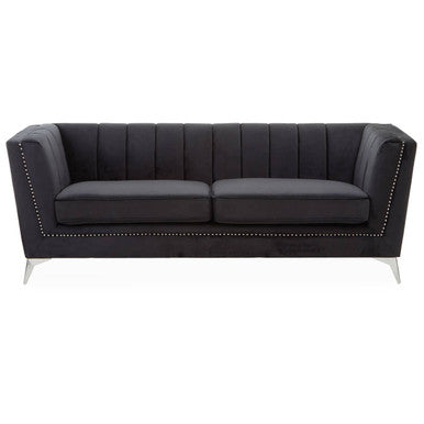 Orsina Hansa 3 Seater Black Velvet Sofa – Modern Living Room Couch