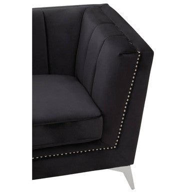 Orsina Hansa 3 Seater Black Velvet Sofa – Modern Living Room Couch