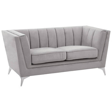 Orsina Hansa 2 Seater Grey Velvet Sofa – Compact Modern Loveseat