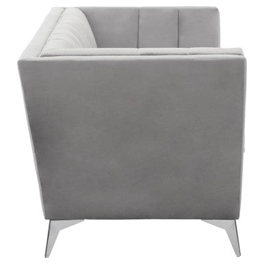 Orsina Hansa 2 Seater Grey Velvet Sofa – Compact Modern Loveseat