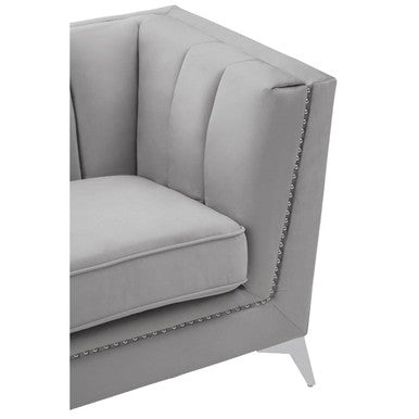 Orsina Hansa 2 Seater Grey Velvet Sofa – Compact Modern Loveseat