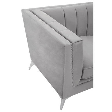 Orsina Hansa 2 Seater Grey Velvet Sofa – Compact Modern Loveseat