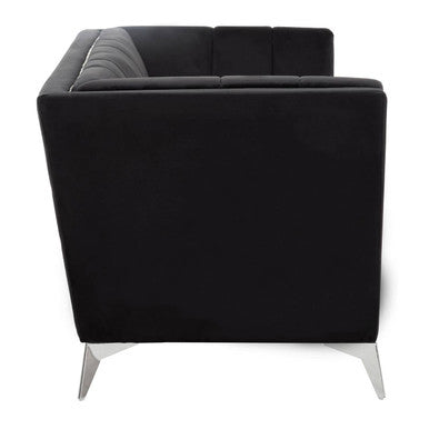 Orsina Hansa 2 Seater Black Velvet Sofa – Modern Compact Loveseat
