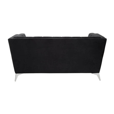 Orsina Hansa 2 Seater Black Velvet Sofa – Modern Compact Loveseat