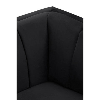 Orsina Hansa 2 Seater Black Velvet Sofa – Modern Compact Loveseat