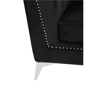 Orsina Hansa 2 Seater Black Velvet Sofa – Modern Compact Loveseat