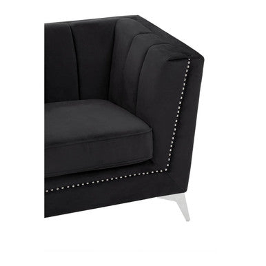 Orsina Hansa 2 Seater Black Velvet Sofa – Modern Compact Loveseat