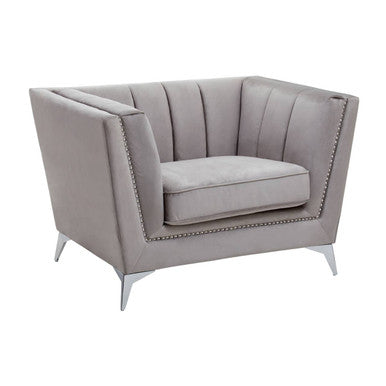 Orsina Hansa Grey Velvet Accent Chair – Modern Living Room Lounge Seat