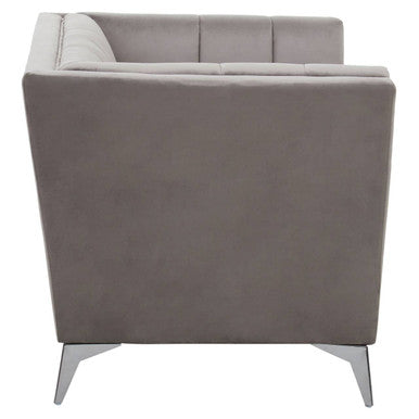 Orsina Hansa Grey Velvet Accent Chair – Modern Living Room Lounge Seat
