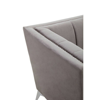 Orsina Hansa Grey Velvet Accent Chair – Modern Living Room Lounge Seat