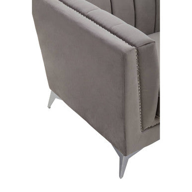 Orsina Hansa Grey Velvet Accent Chair – Modern Living Room Lounge Seat
