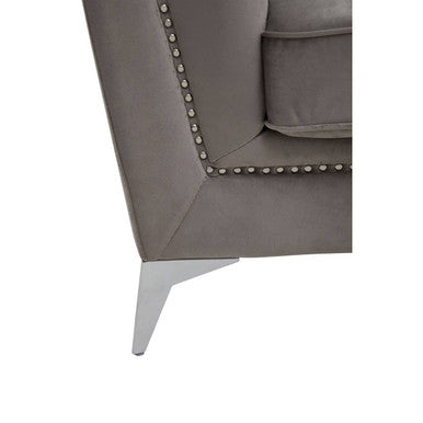 Orsina Hansa Grey Velvet Accent Chair – Modern Living Room Lounge Seat