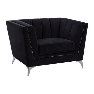 Orsina Hansa Black Velvet Accent Chair | Modern Living Room Armchair