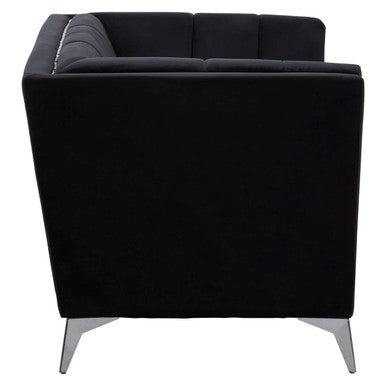 Orsina Hansa Black Velvet Accent Chair | Modern Living Room Armchair