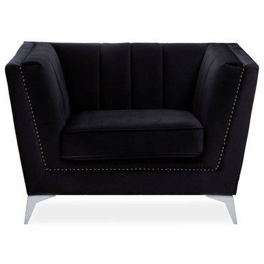 Orsina Hansa Black Velvet Accent Chair | Modern Living Room Armchair