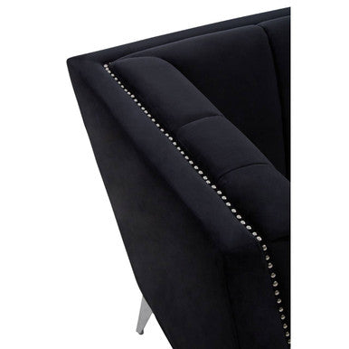 Orsina Hansa Black Velvet Accent Chair | Modern Living Room Armchair