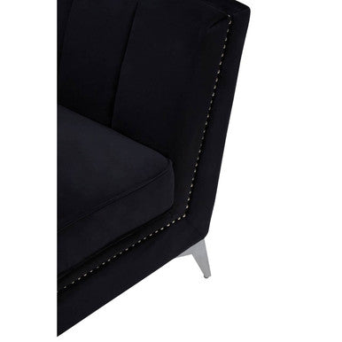 Orsina Hansa Black Velvet Accent Chair | Modern Living Room Armchair
