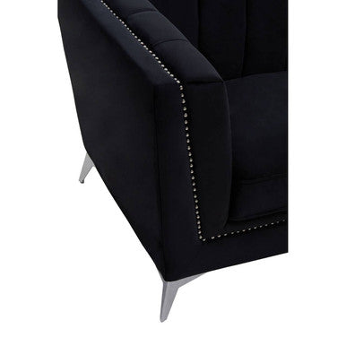 Orsina Hansa Black Velvet Accent Chair | Modern Living Room Armchair