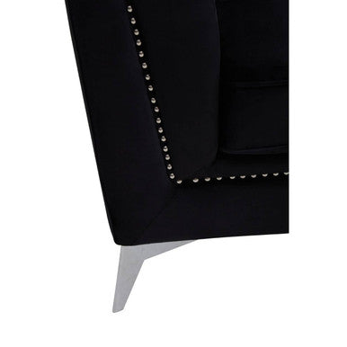 Orsina Hansa Black Velvet Accent Chair | Modern Living Room Armchair