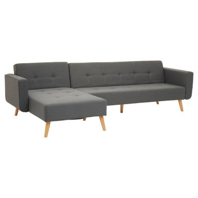 Orsina Hansa Hagen Grey Linen Corner Sofa Bed – Scandi Style Sleeper