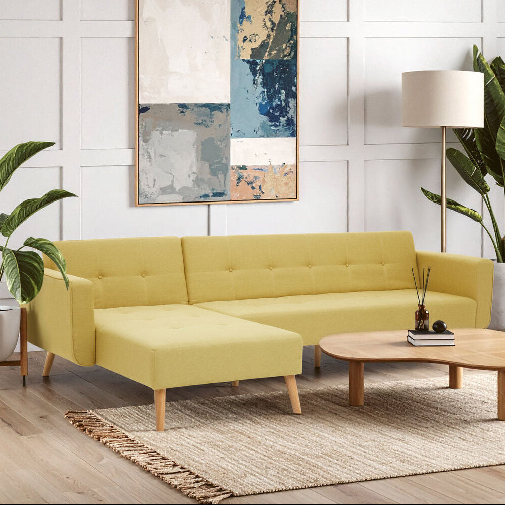 Orsina Hansa Hagen Olive Linen Corner Sofa Bed – Scandinavian Sleeper