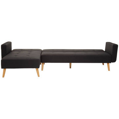 Orsina Hansa Hagen Black Linen Corner Sofa Bed – L-Shaped Sleeper