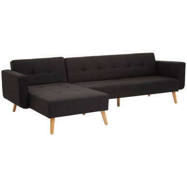 Orsina Hansa Hagen Black Linen Corner Sofa Bed – L-Shaped Sleeper