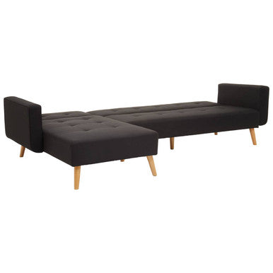 Orsina Hansa Hagen Black Linen Corner Sofa Bed – L-Shaped Sleeper
