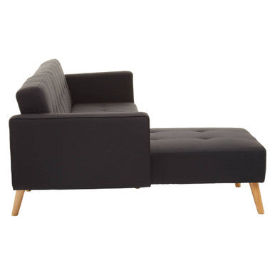 Orsina Hansa Hagen Black Linen Corner Sofa Bed – L-Shaped Sleeper