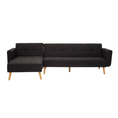 Orsina Hansa Hagen Black Linen Corner Sofa Bed – L-Shaped Sleeper