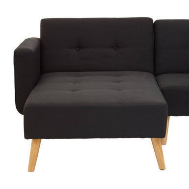 Orsina Hansa Hagen Black Linen Corner Sofa Bed – L-Shaped Sleeper