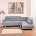 Orsina Hanover Grey Linen Corner Sofa – Modern L-Shape Sectional