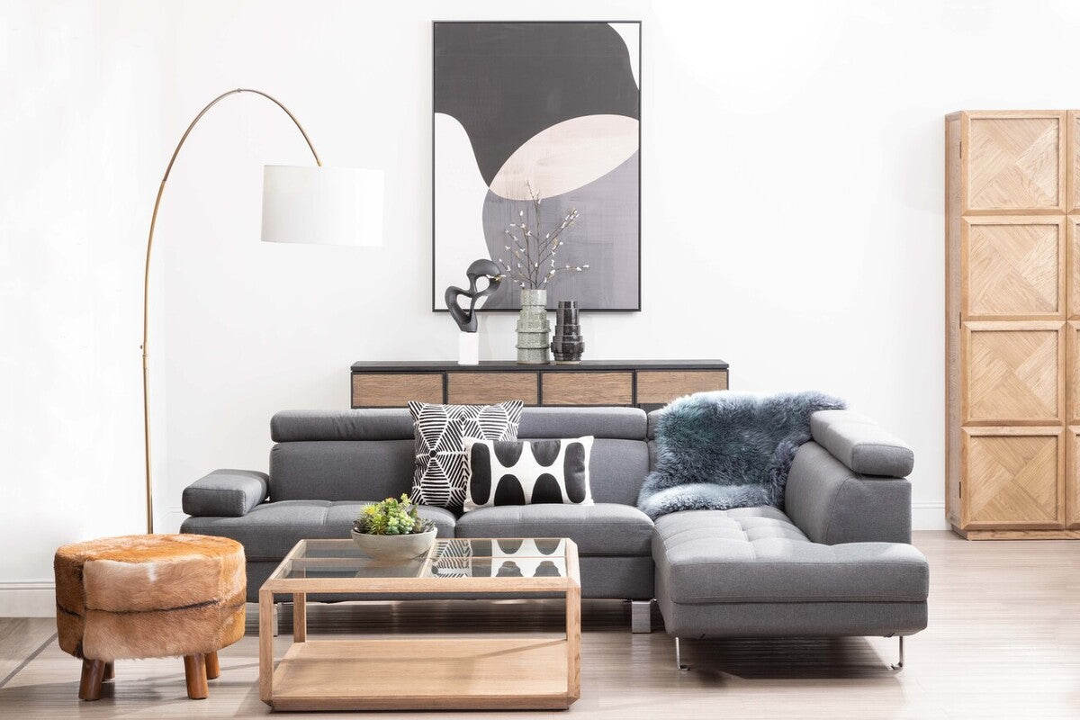 Orsina Hanover Grey Linen Corner Sofa – Modern L-Shape Sectional