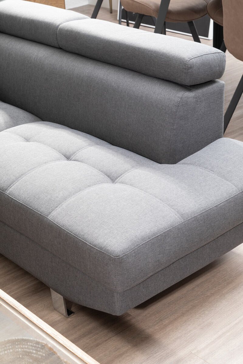Orsina Hanover Grey Linen Corner Sofa – Modern L-Shape Sectional