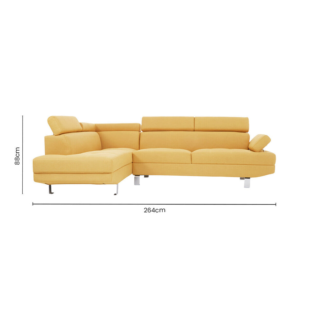 Orsina Hanover Ochre Linen Corner Sofa – Modern L-Shape Sectional