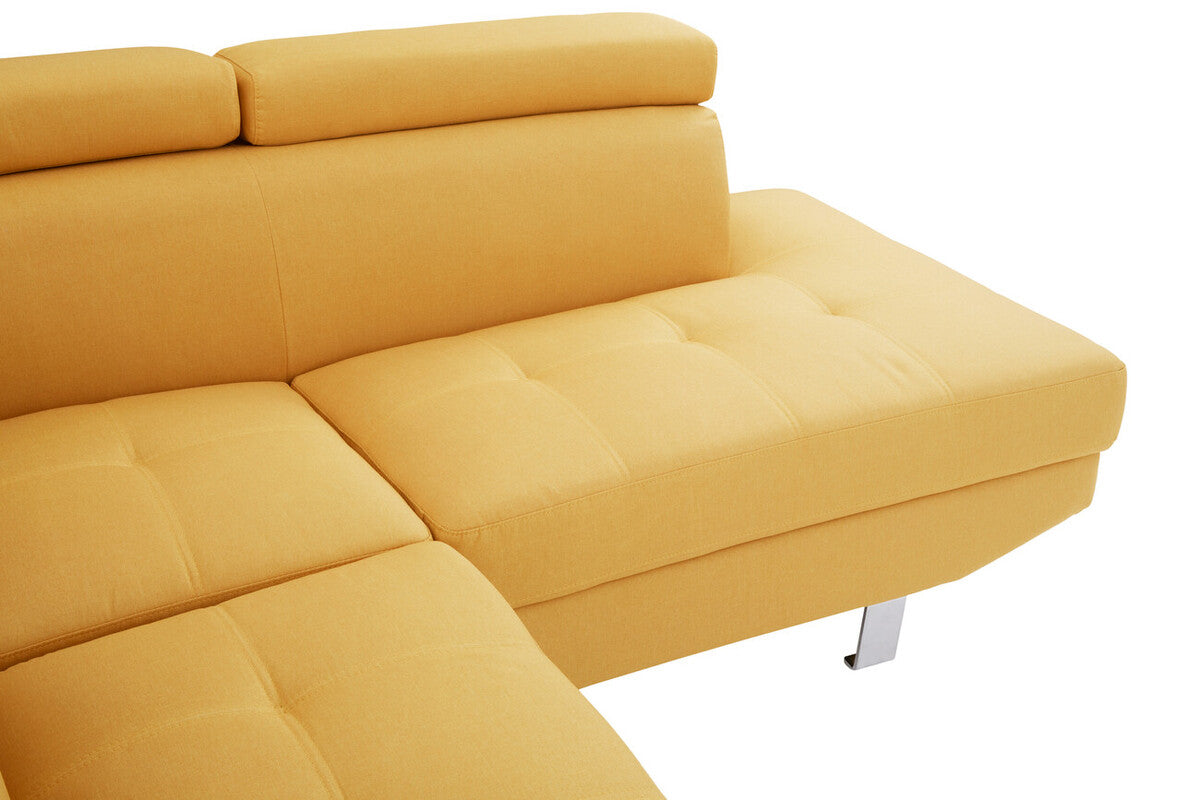 Orsina Hanover Ochre Linen Corner Sofa – Modern L-Shape Sectional