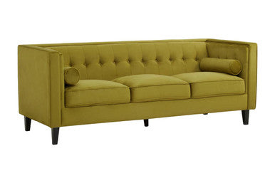 Orsina Helia 3 Seater Olive Velvet Sofa with Black Oak Legs