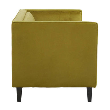 Orsina Helia 3 Seater Olive Velvet Sofa with Black Oak Legs