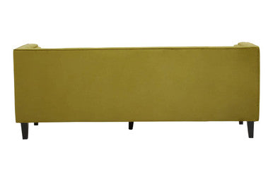 Orsina Helia 3 Seater Olive Velvet Sofa with Black Oak Legs