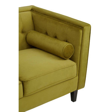 Orsina Helia 3 Seater Olive Velvet Sofa with Black Oak Legs