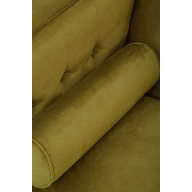 Orsina Helia 3 Seater Olive Velvet Sofa with Black Oak Legs