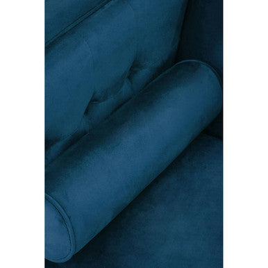 Orsina Helia 3 Seater Blue Velvet Sofa – Tufted Back with Oak Legs