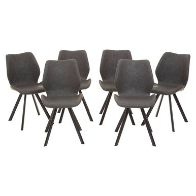Orsina Weston Round Marble Effect Dining Table and 6 Grey Chairs Set