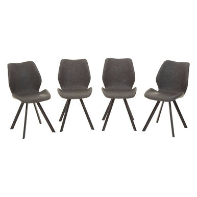 Orsina Weston Round Marble Effect Dining Table and 6 Grey Chairs Set