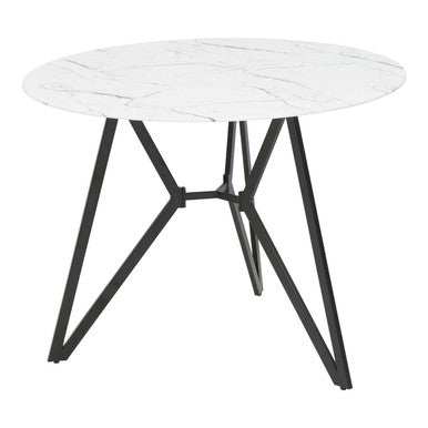 Orsina Weston Round Marble Effect Dining Table and 6 Grey Chairs Set