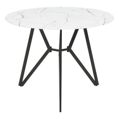 Orsina Weston Round Marble Effect Dining Table and 6 Grey Chairs Set