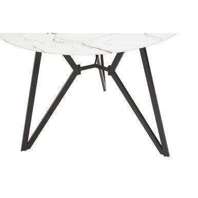Orsina Weston Round Marble Effect Dining Table and 6 Grey Chairs Set