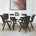 Orsina Weston Round Marble Effect Dining Table and 6 Grey Chairs Set